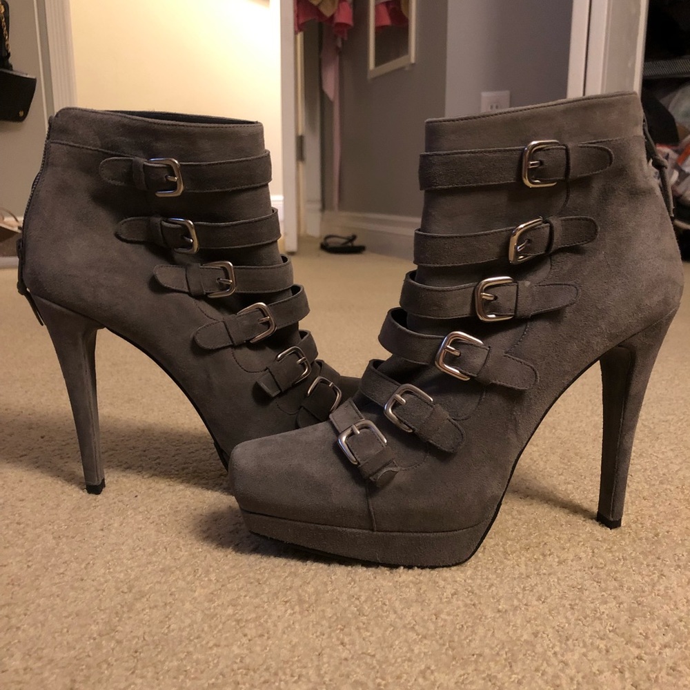 Stuart Weitzman Suede Buckle Booties